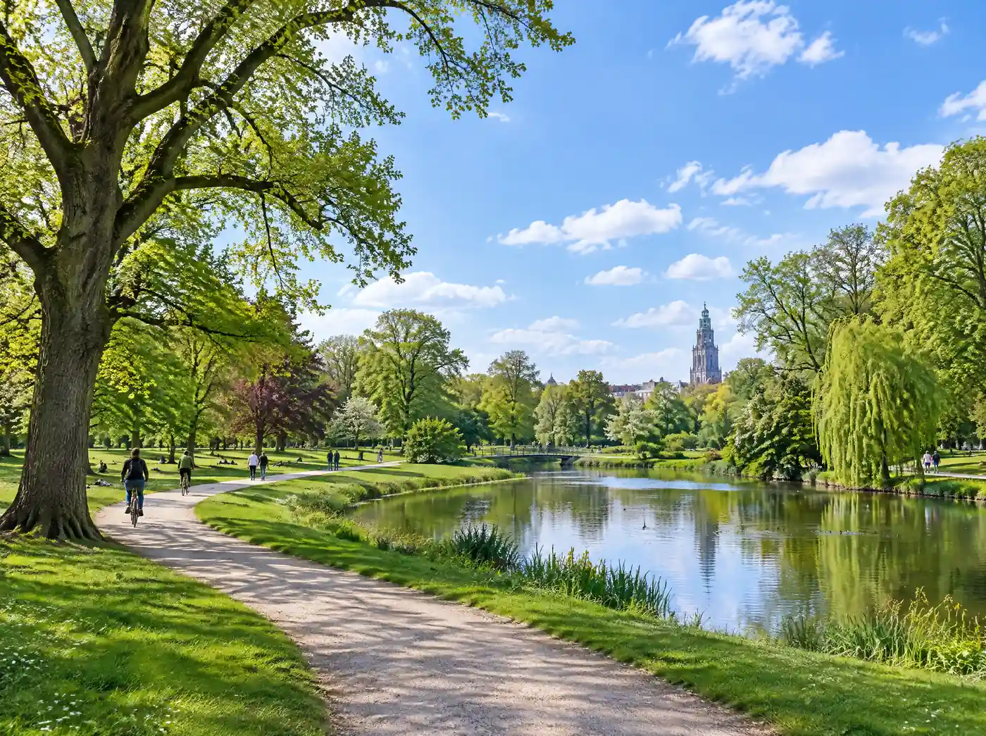 Het Noorderplantsoen in Groningen op een zonnige dag